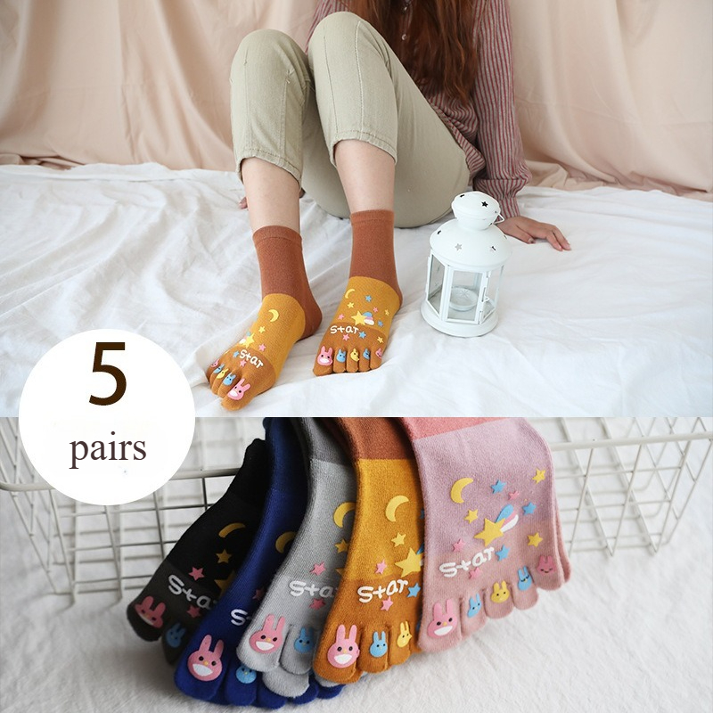 5 Pairs Five-finger Socks Wome - Toe Sock Split recension och pris